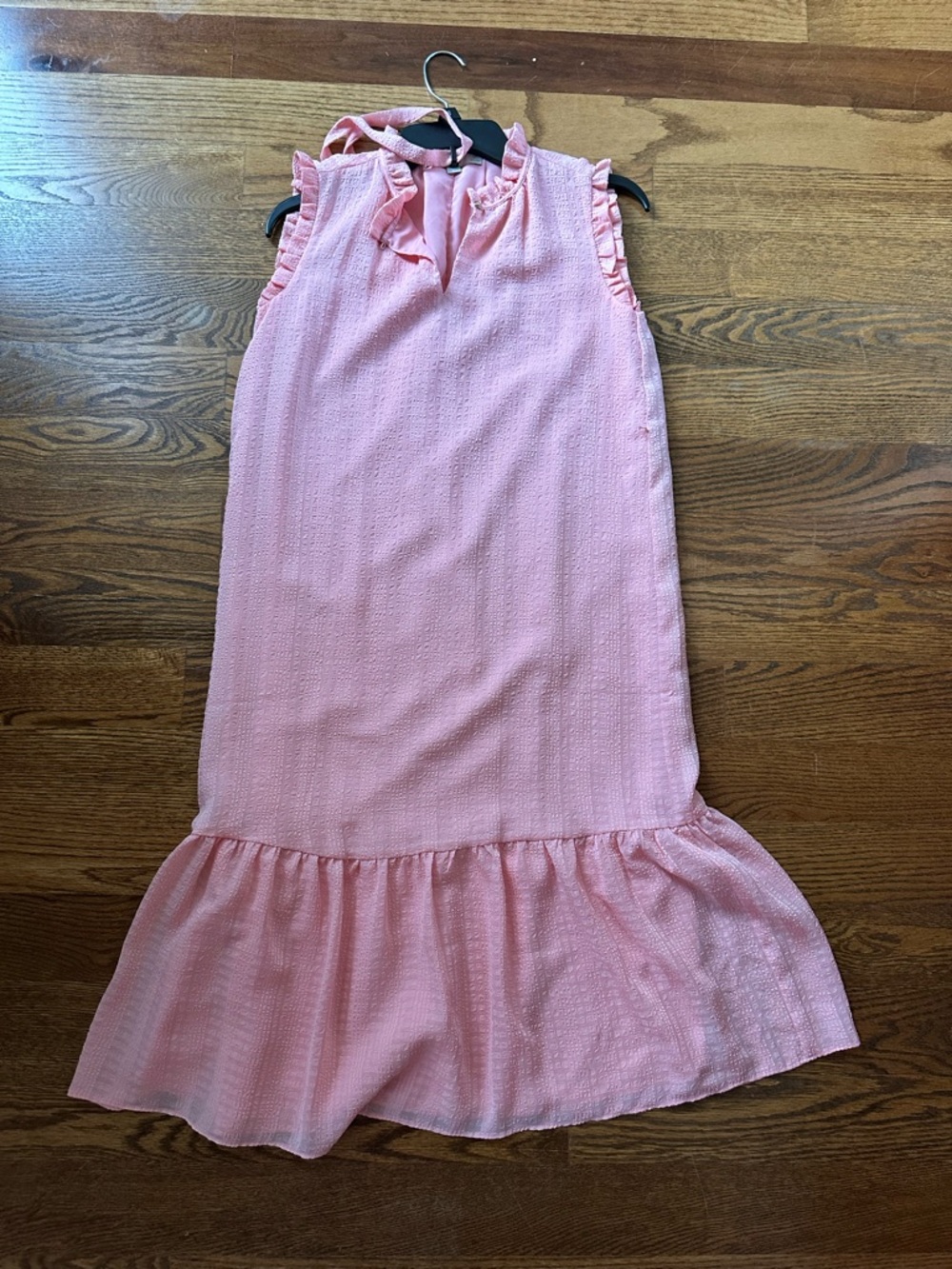 LOFT Pink Ruffle-Trim Midi Dress